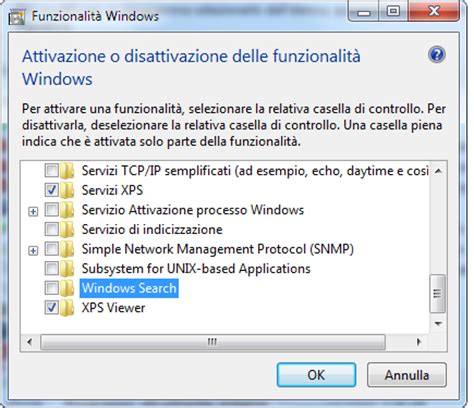 Abilitare o disabilitare la funzionalità di windows viewer xps